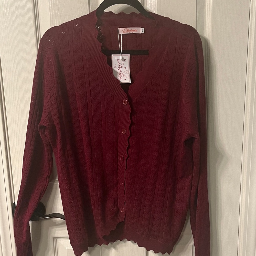 Bgklfeo burgundy cardigan. NWT. XXL